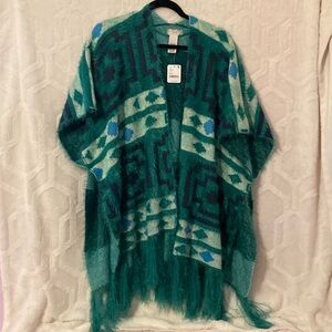 NWT  F.P Diamond Back Cozy Kimono Poncho Sweater